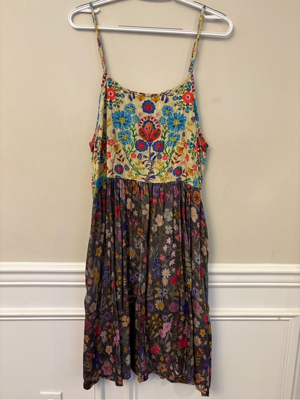 NATURAL LIFE Floral Mixed-Print Midi Dress - Yellow & Gray